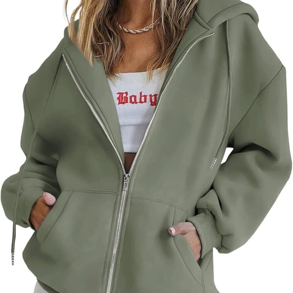 Women's 2025 Zip Up Y2K Hoodies Casual Long Sleeve Sweatshirts Fall Spring Track